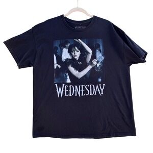 Wednesday Addams Netflix Jenna Ortega Dance Scene Graphic T-Shirt Black Adult XL